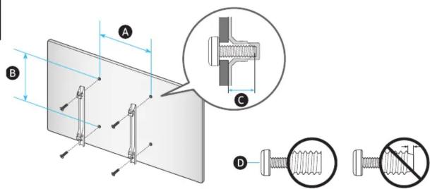Technical diagram showing mechanical assembly with labeled components A, B, C, and D, including a magnified inset of a bolt detail.