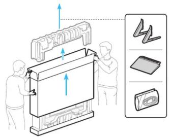 Diagram illustrating a mechanical assembly with labeled components and directional arrows, alongside a legend for battery symbols.