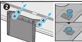Diagram showing a mechanical assembly with blue circular components and directional arrows, alongside a close-up of a blue component on a gray surface.