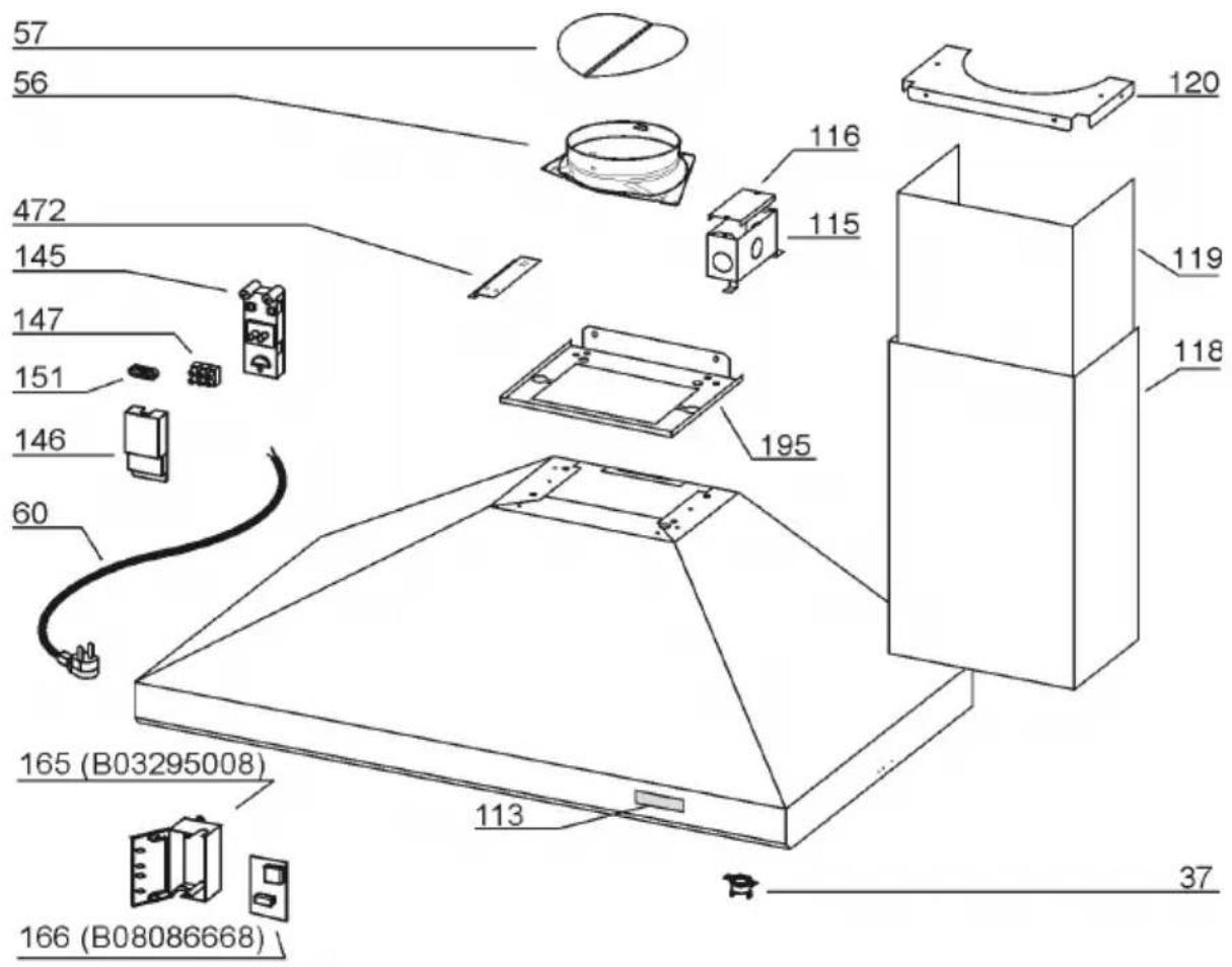 BROAN Elite 619004EX - SERVICE PARTS - LISTE PIECES DE RECHANGE - LISTA DE PIEZAS DE RECAMBIO - 1