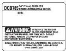 DEWALT DCD780C2 - REEMPLACEMENT GRATUIT DES ÉTIQUETTES - 2