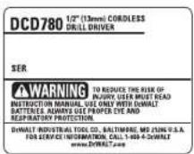 DEWALT DCD780C2 - REEMPLACEMENT GRATUIT DES ÉTIQUETTES - 1