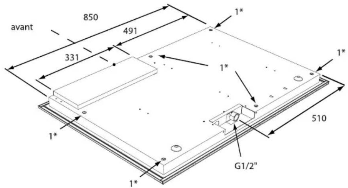 Atag HG9611ME - points de fixation des étriers de montage - 5
