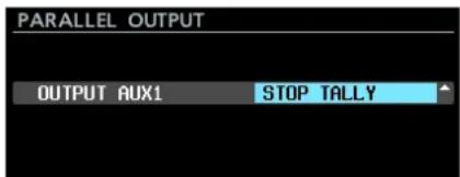 PARALLEL OUTPUT OUTPUT AUX1 STOP TALLY