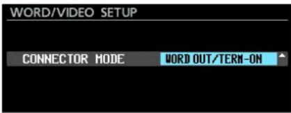 WORD/VIDEO SETUP CONNECTOR MODE WORD OUT/TERM-ON