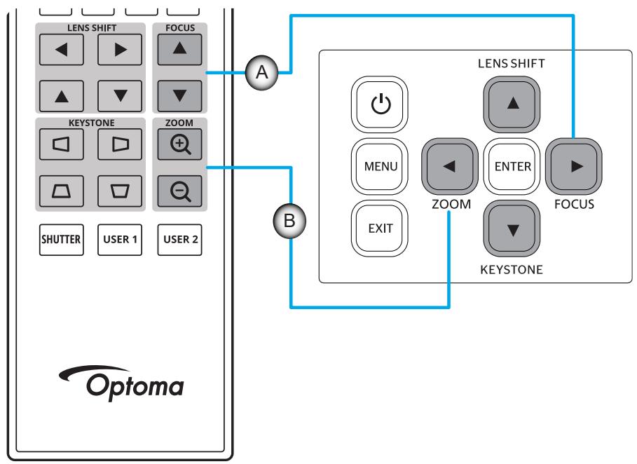 OPTOMA ZU920T - Réglage du zoom et de la mise au point du projecteur - 1