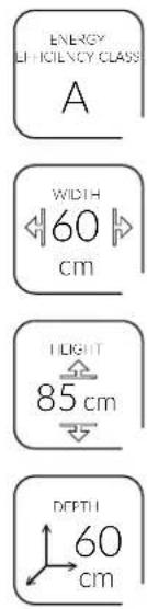 ENERGY LIHICENCY CLASS A WIDTH 60 cm LIGHT 85 cm DEPTH 60 cm