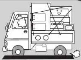 Cartoon illustration of a smiling truck with a backpack and windows, no text or symbols present
