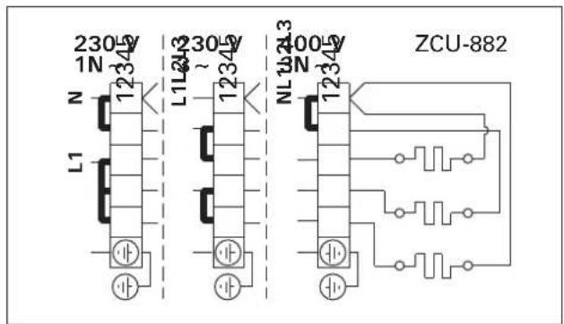 230V 1N 1234V L1L2A3 230V 1234V NL 100V 1234V ZCU-882 N 1234V L1