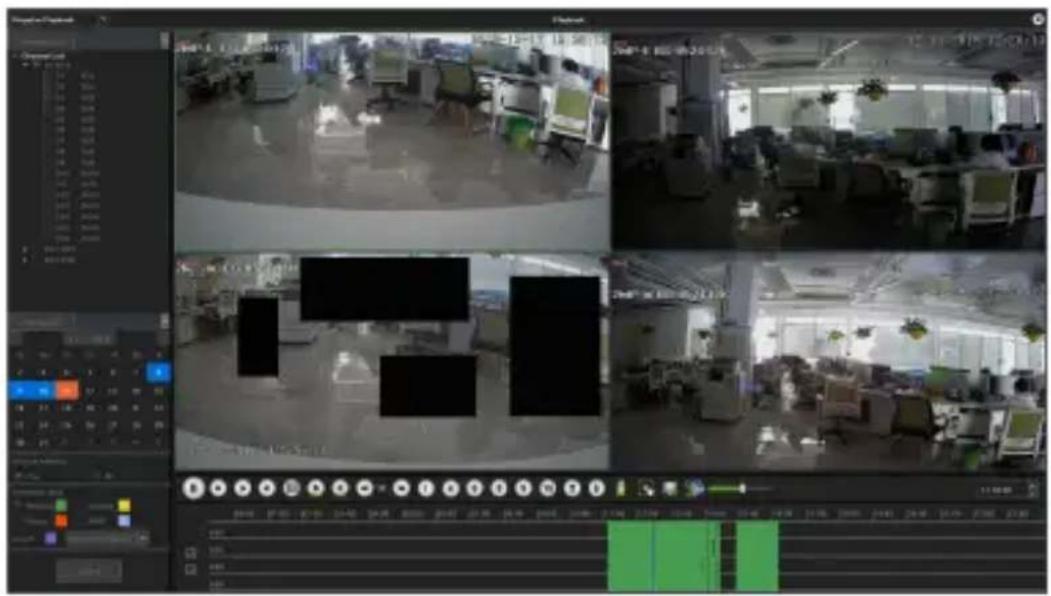 Screenshot of a video editing software interface displaying multiple office scenes with Chinese text overlays and UI controls.