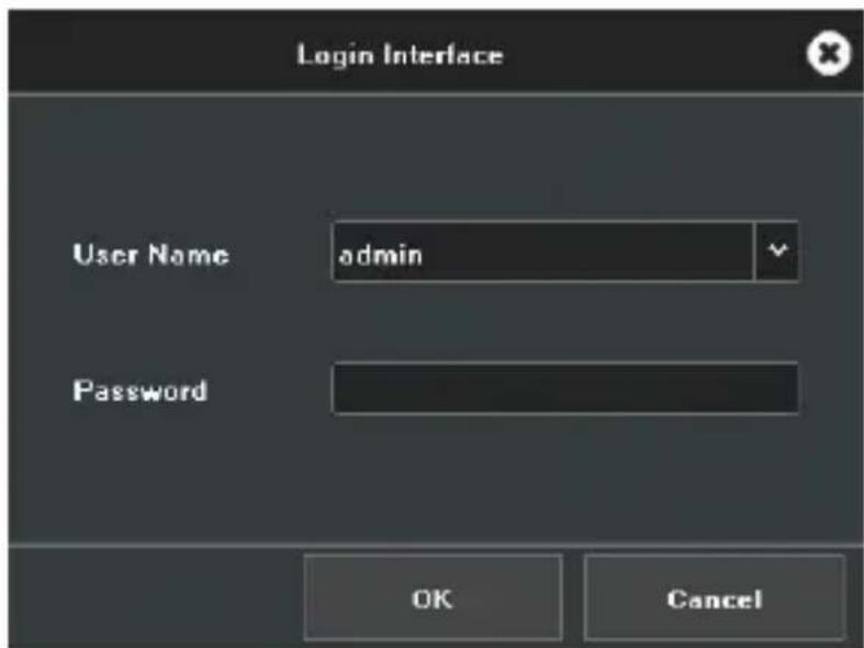 Login Interface User Name admin Password OK Cancel