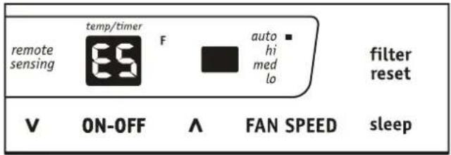 temp/timer F auto hi med lo filter reset remote sensing V ON-OFF ∧ FAN SPEED sleep