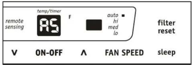 temp/timer remote sensing RS F auto hi med lo filter reset V ON-OFF ∧ FAN SPEED sleep
