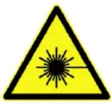Yellow triangular warning sign with black starburst symbol indicating light or explosion hazard