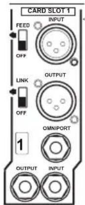 CARD SLOT 1 FEED INPUT OFF OUTPUT LINK OFF OMNIPORT 1 OUTPUT INPUT