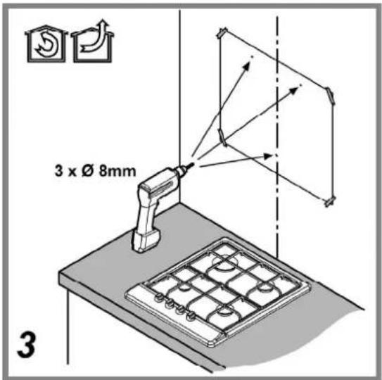 3 x Ø 8mm 3
