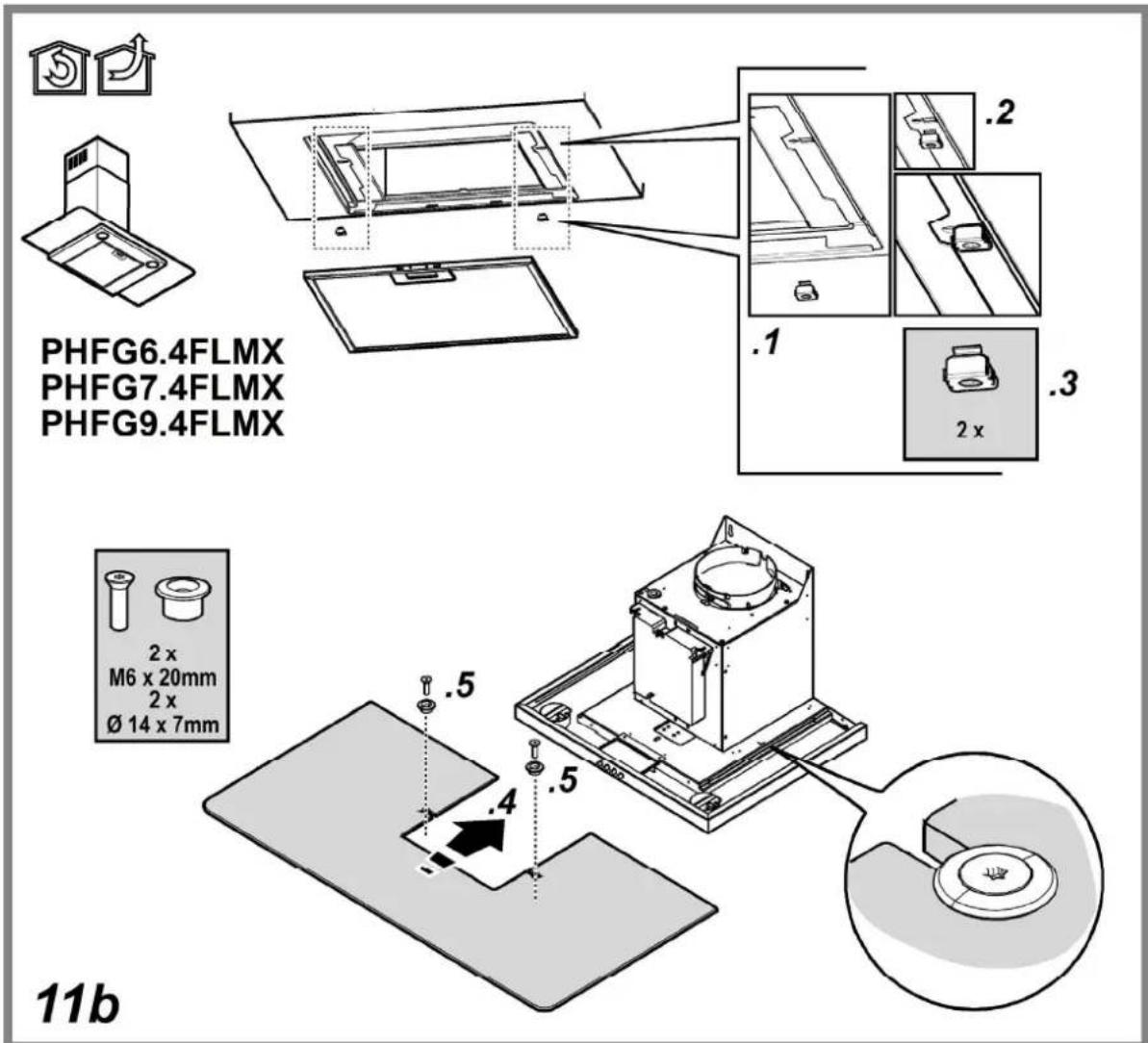 PHFG6.4FLMX PHFG7.4FLMX PHFG9.4FLMX 2 x M6 x 20mm 2 x Ø 14 x 7mm 11b