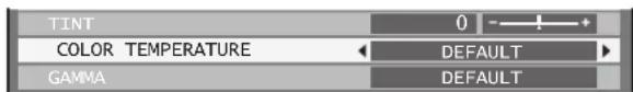 TINT 0 - + - COLOR TEMPERATURE DEFAULT GAMMA DEFAULT