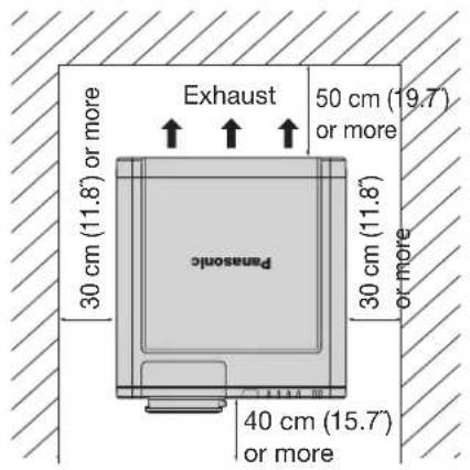 Exhaust 50 cm (19.7) or more 30 cm (11.8') or more 40 cm (15.7) or more Panasonic
