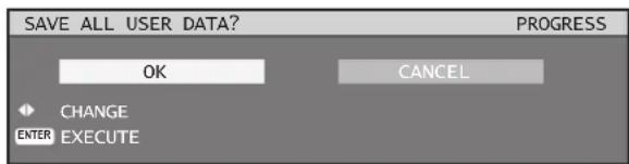 SAVE ALL USER DATA? OK CHANGE ENTER EXECUTE CANCEL