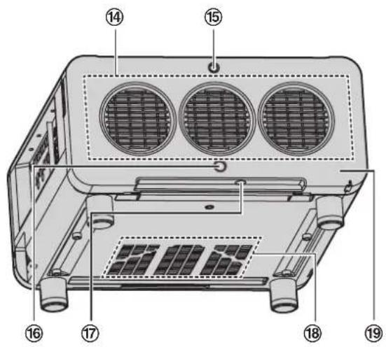 Technical diagram of a heating unit with numbered components for identification