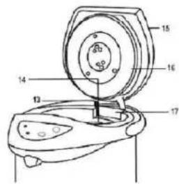 Technical diagram of a mechanical device with numbered components for identification