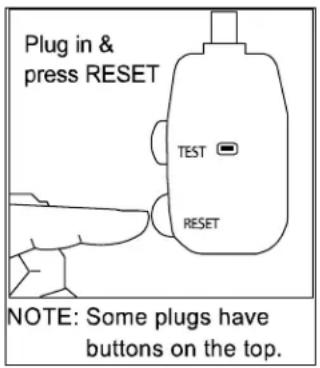 Plug in & press RESET TEST RESET NOTE: Some plugs have buttons on the top.
