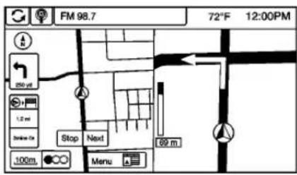 FM 98.7 72°F 12:00PM Stop Next 100m Menu