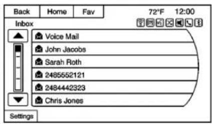 Back Home Fav 72°F 12:00 Inbox ▲ Voice Mail John Jacobs Sarah Roth 2485552121 2484442323 Chris Jones Settings