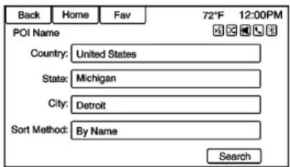 Back Home Fav 72°F 12:00PM POI Name Country: United States State: Michigan City: Detroit Sort Method: By Name Search