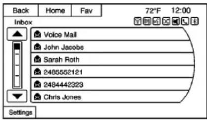 Back Home Fav 72°F 12:00 Inbox ▲ Voice Mail John Jacobs Sarah Roth 2485552121 2484442323 Chris Jones Settings