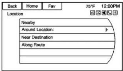 Back Home Fav 75°F 12:00PM Location Nearby Around Location: Near Destination Along Route