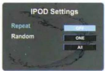 IPOD Settings Repeat Random ON All