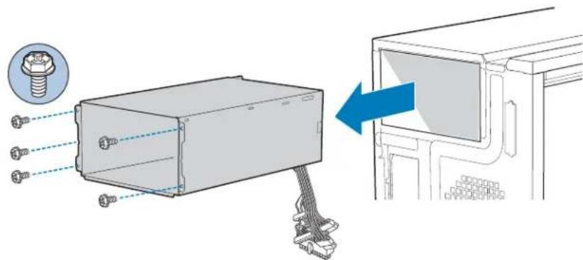 Technical diagram showing a component being inserted into a device, with a magnified inset of a bolt and labeled pins.