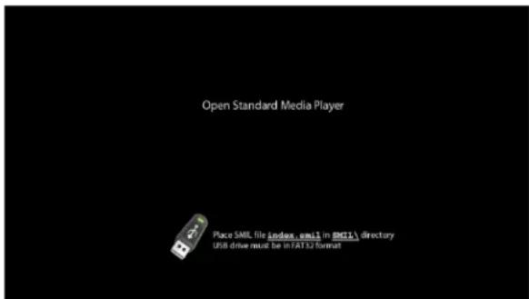 Open Standard Media Player Place SML file indexes.xml in EMTK directory USB drive must be in FAT32 format