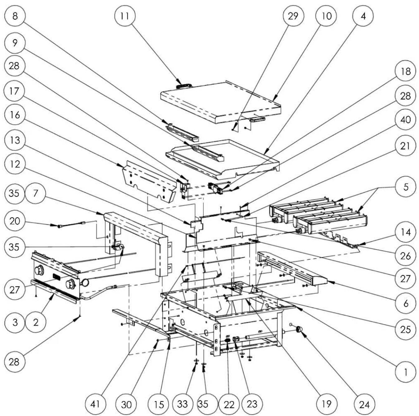 Technical diagram of a mechanical assembly with numbered components for identification
