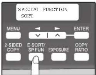 SPECIAL FUNCTION SORT MENU ENTER 2-SIDED COPY E-SORT/ SP.FUN EXPOSURE COPY RATIO