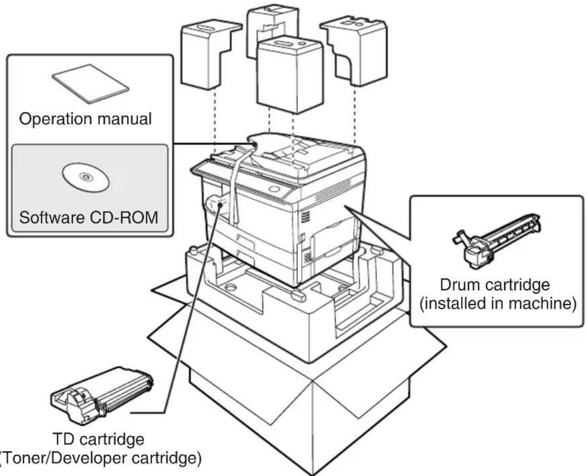 Operation manual Software CD-ROM Drum cartridge (installed in machine) TD cartridge (Toner/Developer cartridge)