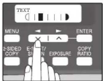 TEXT MENU 2-SIDED COPY E-S SPN T/ EXPOSURE ENTER COPY RATIO