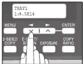 TRAY1 1:8.5X14 MENU 2-SIDED COPY E-S SP T/ N EXPOSURE ENTER COPY RATIO
