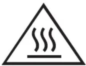 Warning symbol with steam inside a triangle, indicating heat or smoke hazard