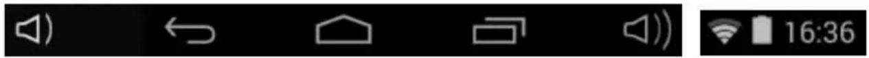 Mobile phone status bar with audio, home, speaker icons and timecode 16:36