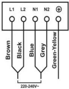 L1 L2 N1 N2 Brown Black Blue Grey Green-Yellow 220-240V~