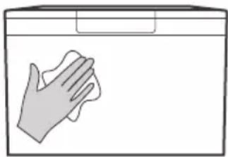 Simple line drawing of a hand washing inside a container (no text or symbols)