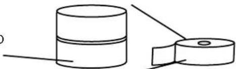 Simple line drawing of two cylindrical objects with connecting lines, no text or symbols present