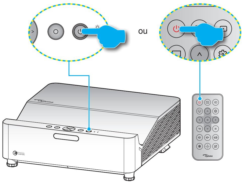 OPTOMA ZW410UST - Mise sous/hors tension du projecteur - 1
