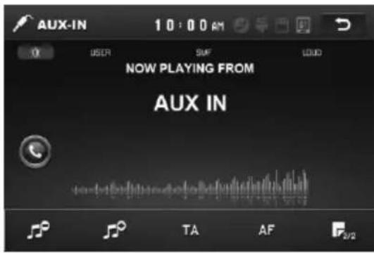 AUX-IN 10:00 AM USER SMF LOUD NOW PLAYING FROM AUX IN TA AF 2/2
