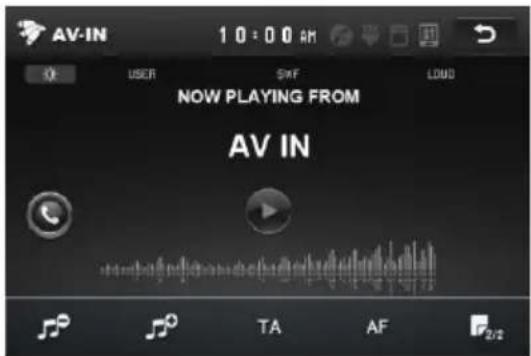 AV-IN 10:00 AM USER SWF LOUD NOW PLAYING FROM AV IN TA AF 2/2