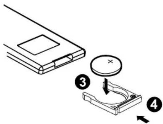 Diagram showing a device with a circular component being inserted into a mechanical clamp, labeled with parts 3 and 4.
