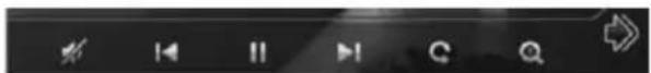 Screenshot of a media player control bar with playback, pause, stop, refresh, and download icons